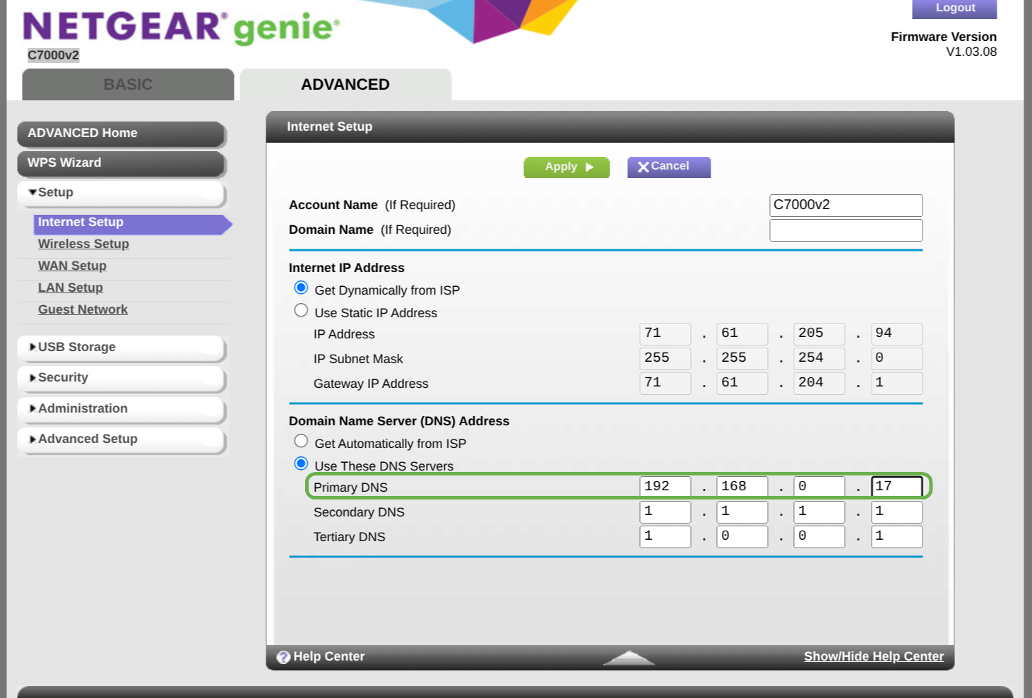 update router dns settings
