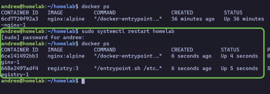restart homelab service