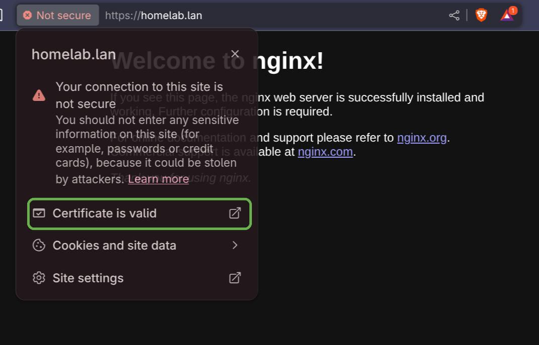brave browser valid cert