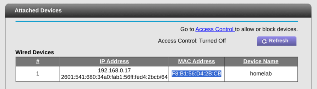 mac address